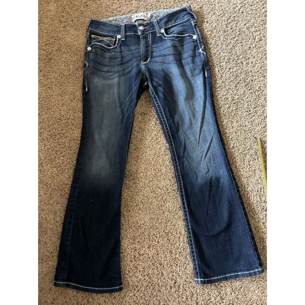 Ariat Women's Jeans Size 32S Length 30 Blue Bling Boot Cut EUC